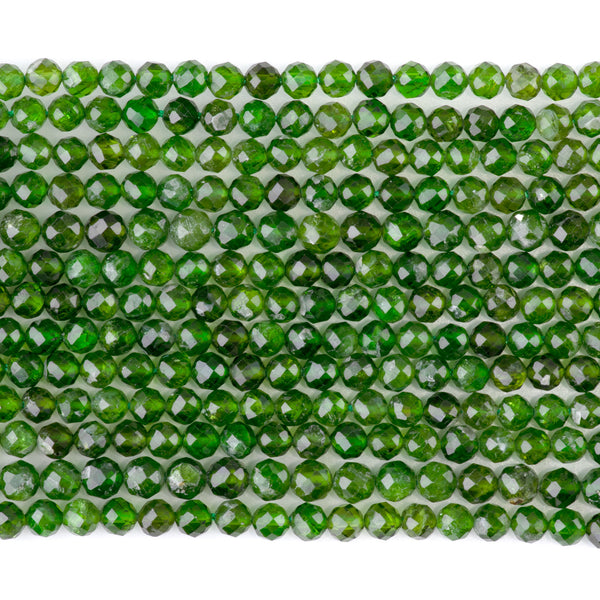 Diopside 4mm Faceted Round AA Grade - 15-16 Inch