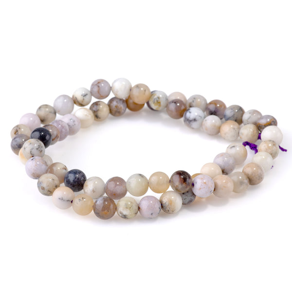 Purple Dendritic Opal 6mm Round - 15-16 Inch