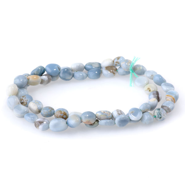 Opal (Dyed) 4x6-9x11mm Mixed Blue & White Pebble - 15-16 Inch