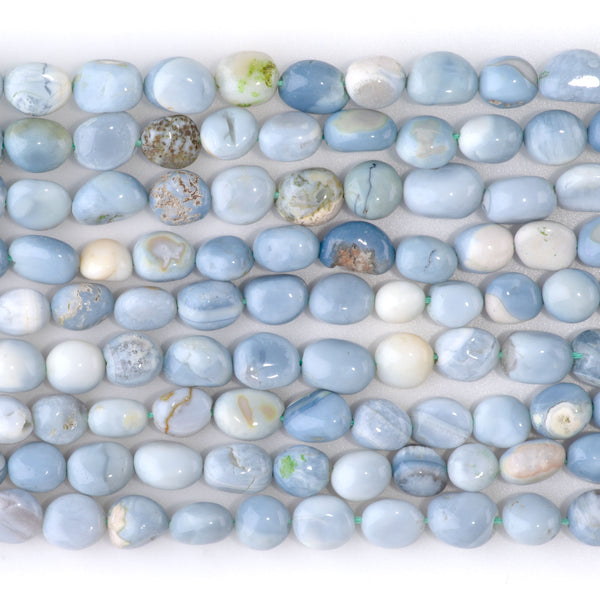 Opal (Dyed) 4x6-9x11mm Mixed Blue & White Pebble - 15-16 Inch