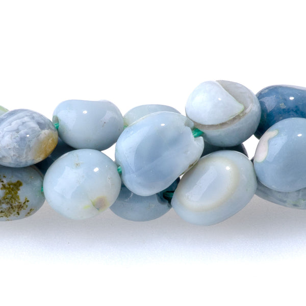 Opal (Dyed) 4x6-9x11mm Mixed Blue & White Pebble - 15-16 Inch