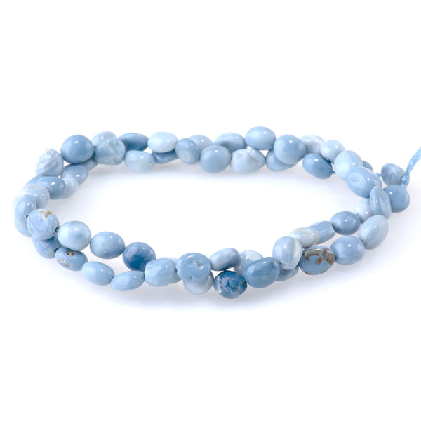 Opal (Dyed) 4x6-9x11mm Denim Blue Pebble - 15-16 Inch