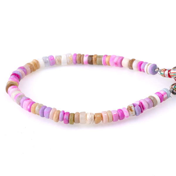 Opal (Dyed) 6-7mm Pink & Brown Irregular Heishi - 8 Inch