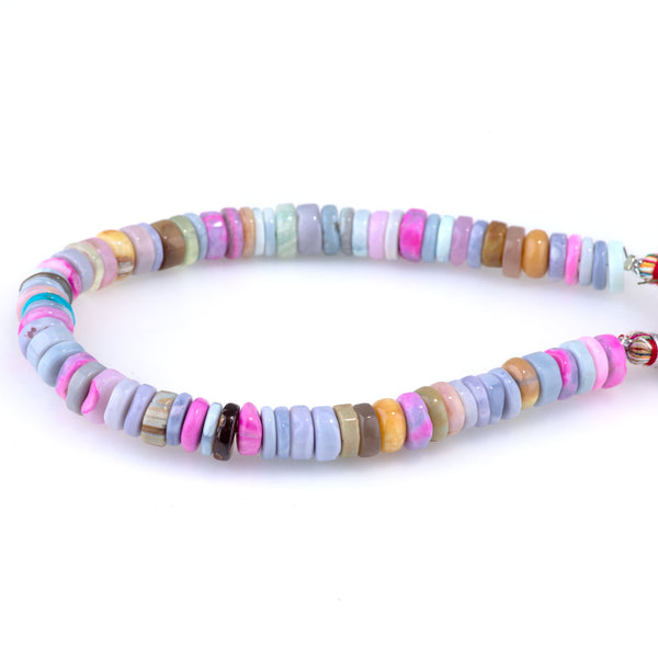 Opal (Dyed) 7mm Blue & Pink Irregular Heishi - 8 Inch