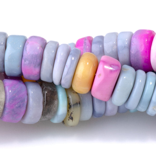 Opal (Dyed) 7mm Blue & Pink Irregular Heishi - 8 Inch