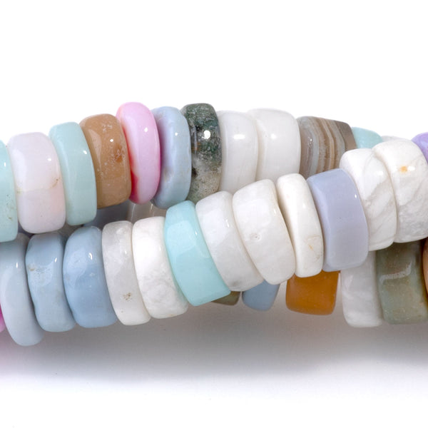 Opal (Dyed) 7mm Mixed Pastel Irregular Heishi - 8 Inch
