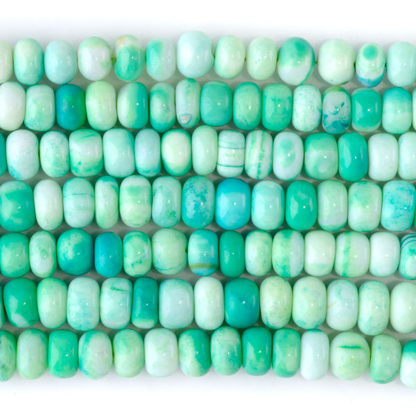 Opal (Dyed) 8-9mm  Mixed Green Irregular Rondelle - 15-16 Inch