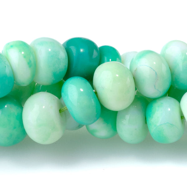 Opal (Dyed) 8-9mm  Mixed Green Irregular Rondelle - 15-16 Inch