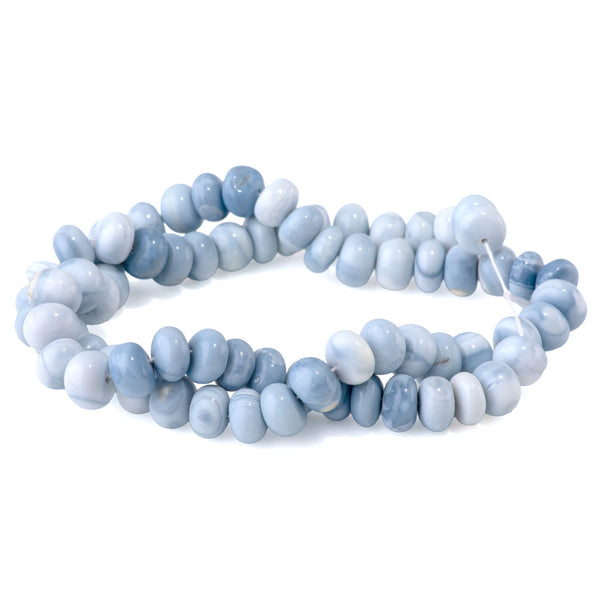 Opal (Dyed) 9-11mm Denim Blue & White Banded Irregular Rondelle - 15-16 Inch