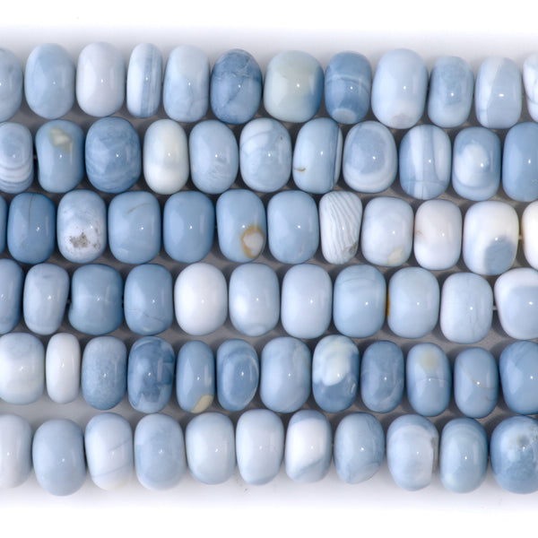 Opal (Dyed) 9-11mm Denim Blue & White Banded Irregular Rondelle - 15-16 Inch