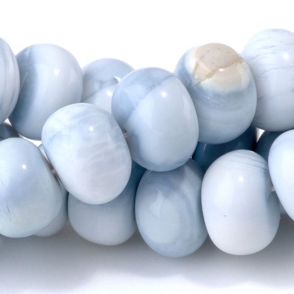 Opal (Dyed) 9-11mm Denim Blue & White Banded Irregular Rondelle - 15-16 Inch