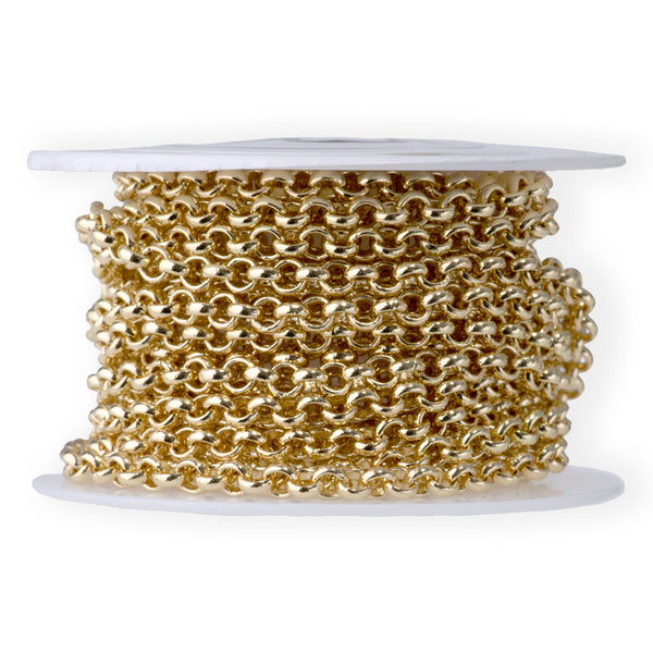 3.5mm Rolo Chain in Gold Plated Brass - 10 Foot Spool
