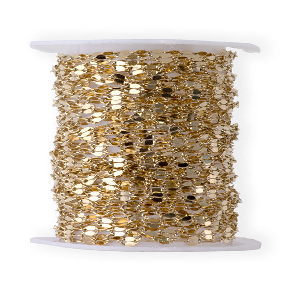 4x2.5mm Flat Link Gold Plated Stainless Steel Soldered Link Chain - 5 Meter Spool