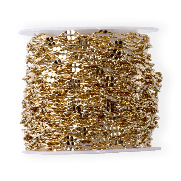 7x4mm Crimp Cut Gold Plated Stainless Steel Soldered Link Chain - 5 Meter Spool