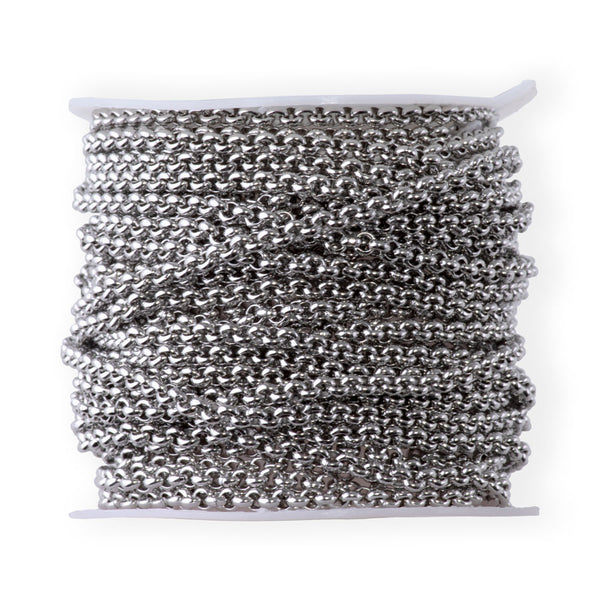 2.5mm Rolo Stainless Steel Soldered Link Chain - 5 Meter Spool