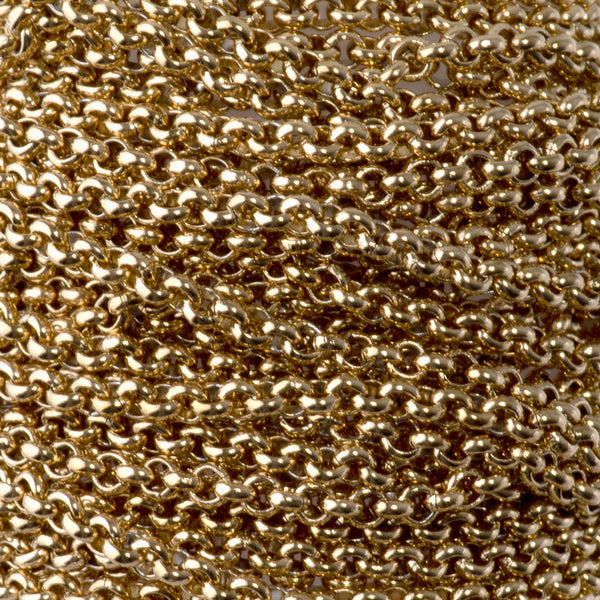 2.5mm Rolo Gold Plated Stainless Steel Soldered Link Chain - 5 Meter Spool