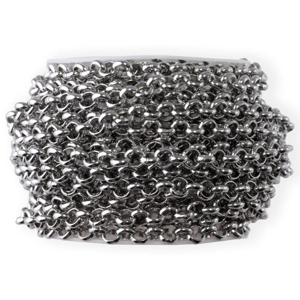 5mm Rolo Stainless Steel Soldered Link Chain - 5 Meter Spool