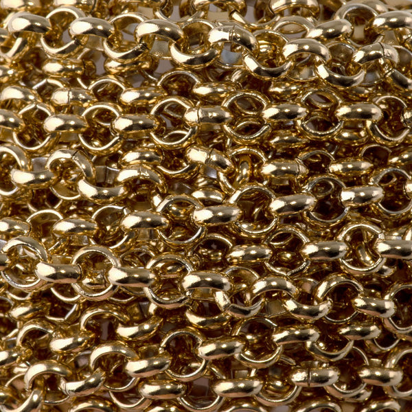 5mm Rolo Gold Plated Stainless Steel Soldered Link Chain - 5 Meter Spool