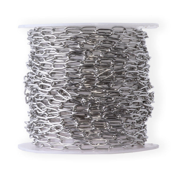 6x2.5mm Paperclip Stainless Steel Chain - 5 Meter Spool