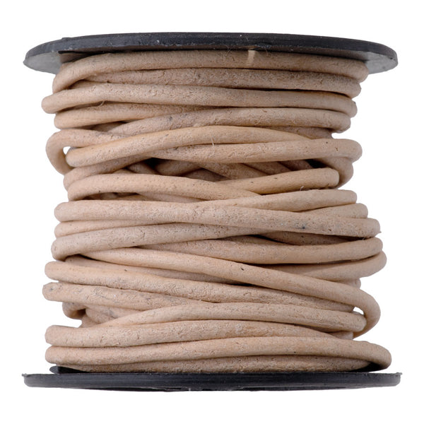 2mm Round Leather Cord in Natural Tan - 5 Meter Spool