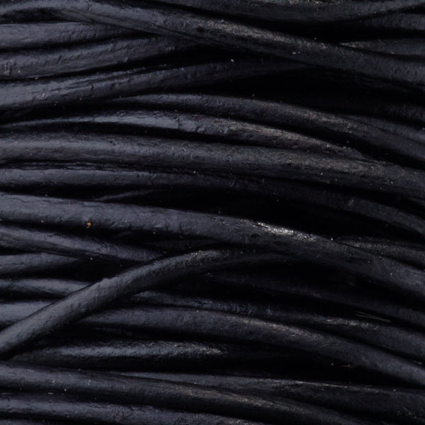1mm Round Leather Cord in Natural Black - 5 Meter Spool