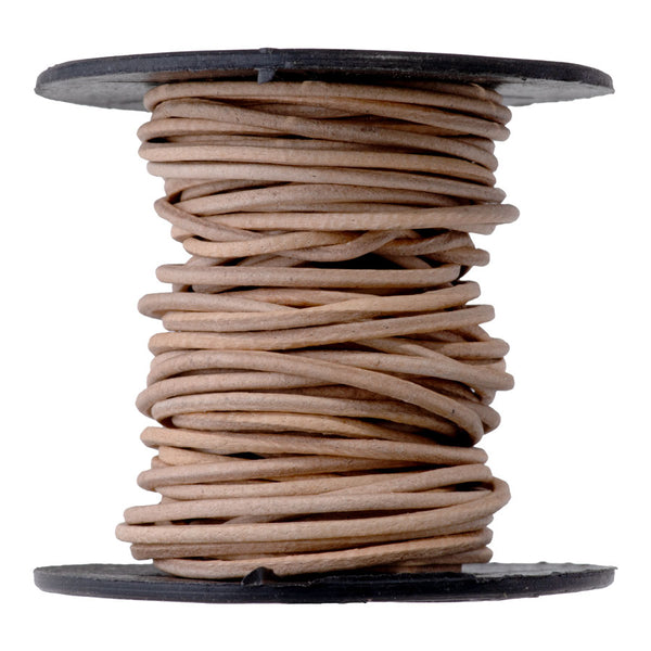 1mm Round Leather Cord in Natural Tan - 5 Meter Spool