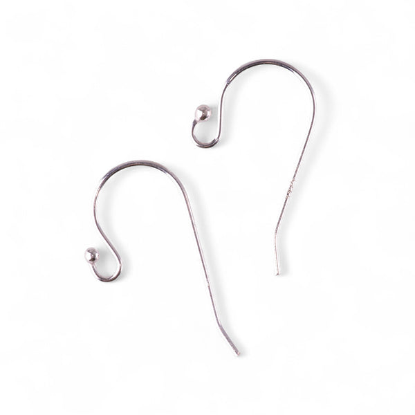 Simple Loop with Ball French Earring Wires - Sterling Silver  - 3 Pair