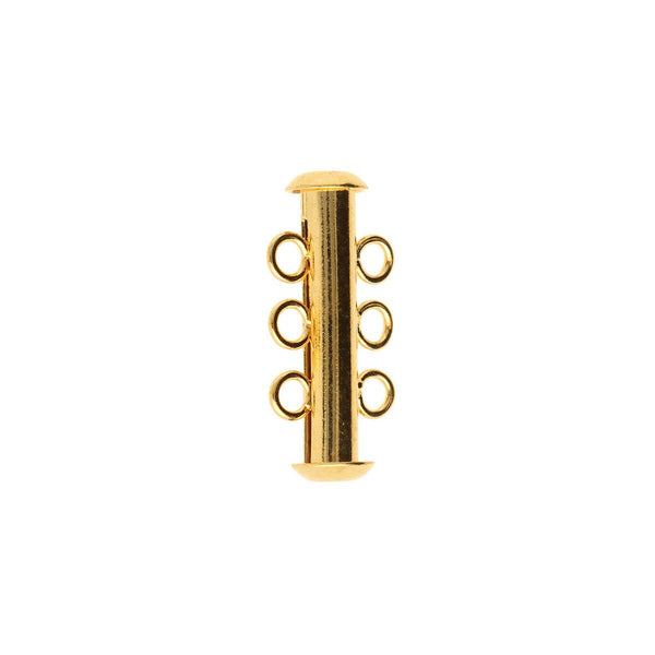 22mm 3 Ring Magnetic Slide Tube Clasp - Gold Plated - 4 Pack