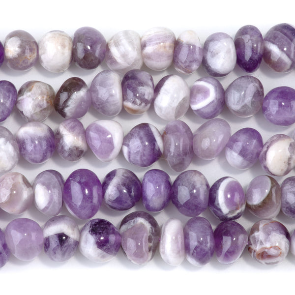Dog Teeth Amethyst 8x10-9x13mm Side Drilled Pebble - 15-16 Inch