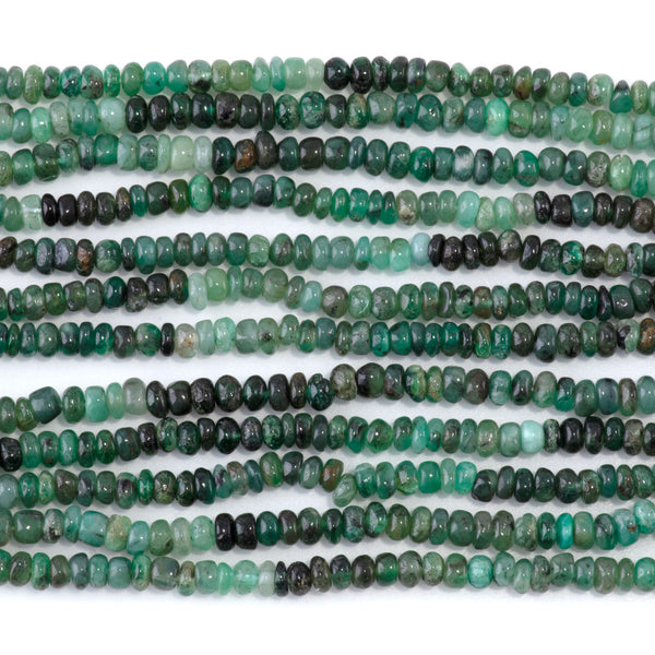 Emerald 2-4mm Banded Irregular Rondelle - 14 Inch