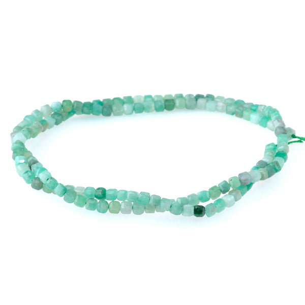 Emerald 3mm Table Cut Cube AA Grade Bead - 15-16 Inch