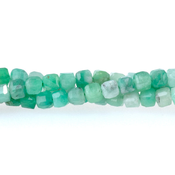 Emerald 3mm Table Cut Cube AA Grade Bead - 15-16 Inch