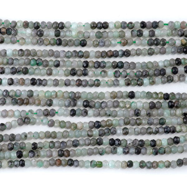 Emerald 2x3mm Rondelle Faceted - 15-16 Inch