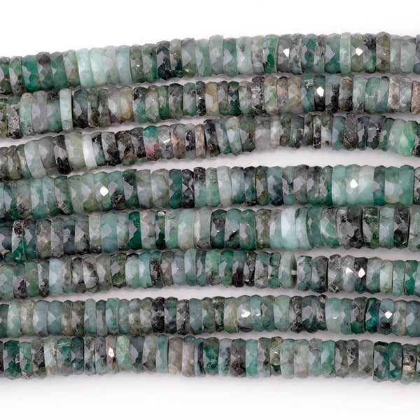 Emerald 6-9mm Faceted Iregular Tyre - 8 Inch