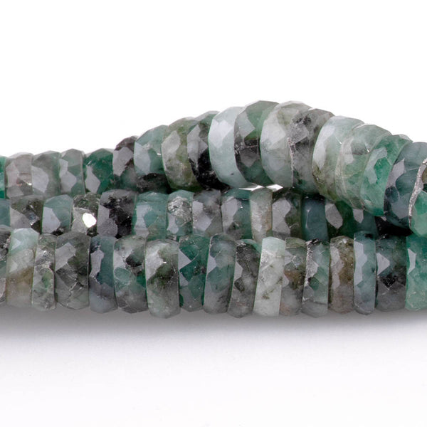 Emerald 6-9mm Faceted Iregular Tyre - 8 Inch
