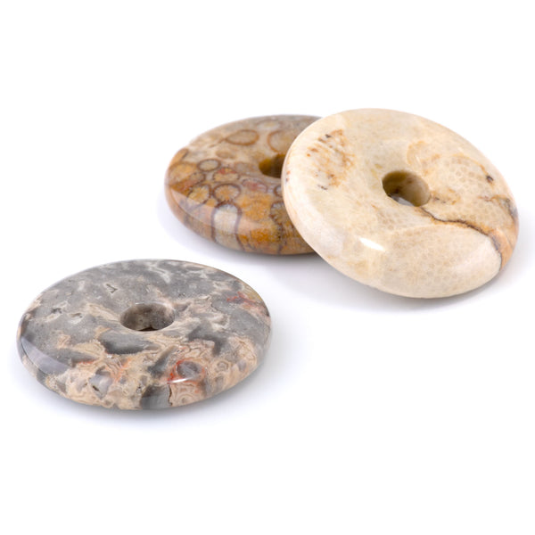 Fossil Coral Jasper 40mm Donut Pendant