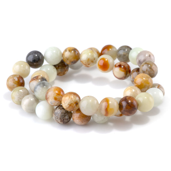 Flower Jade 10mm Round - 15-16 Inch