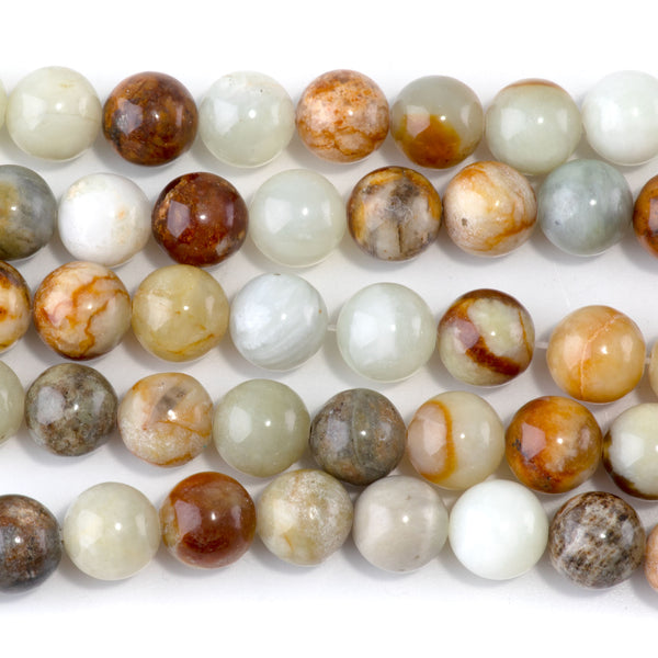 Flower Jade 10mm Round - 15-16 Inch