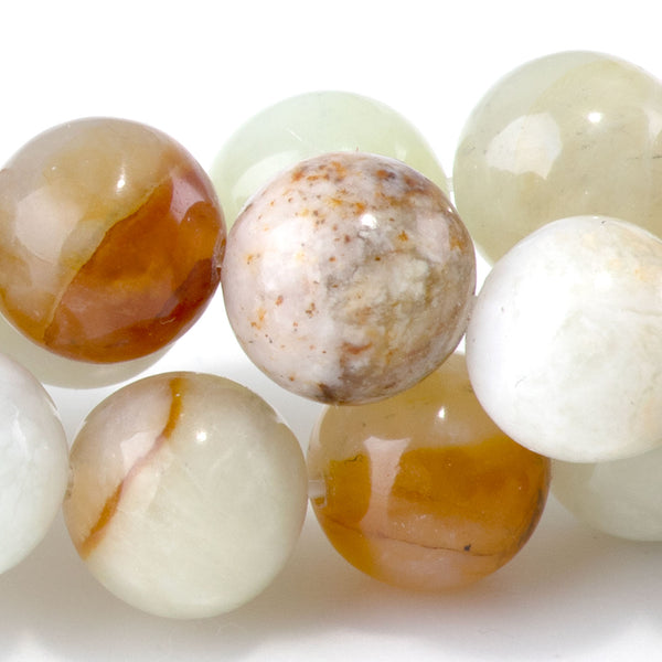 Flower Jade 10mm Round - 15-16 Inch