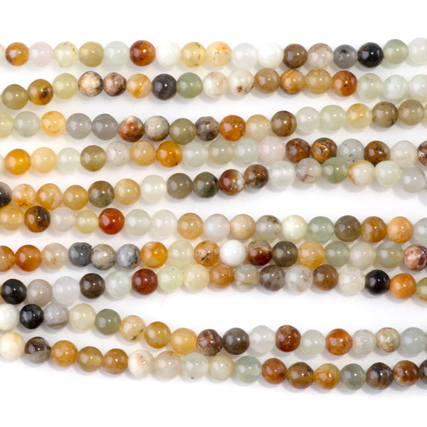 Flower Jade 4mm Round - 15-16 Inch