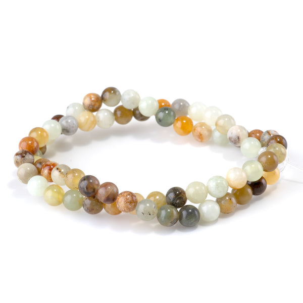 Flower Jade 6mm Round - 15-16 Inch