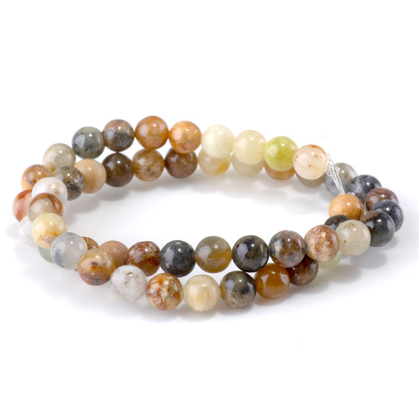 Flower Jade 8mm Round - 15-16 Inch