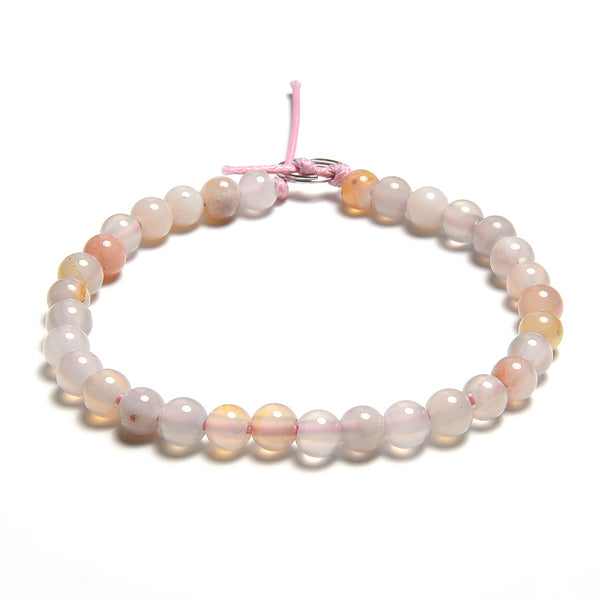 Flower Agate 6mm Large Hole Round - 8 Inch