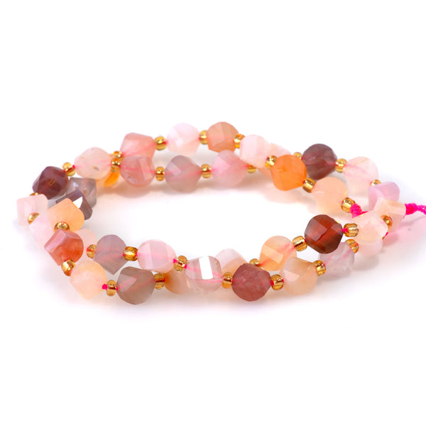 Flower Agate 7x8mm Faceted Swirl Oval - 15-16 Inch