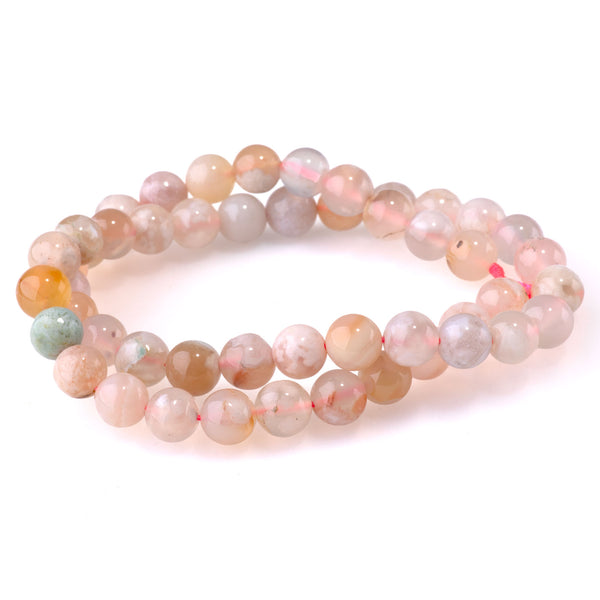 Flower Agate 8mm Round - 15-16 Inch