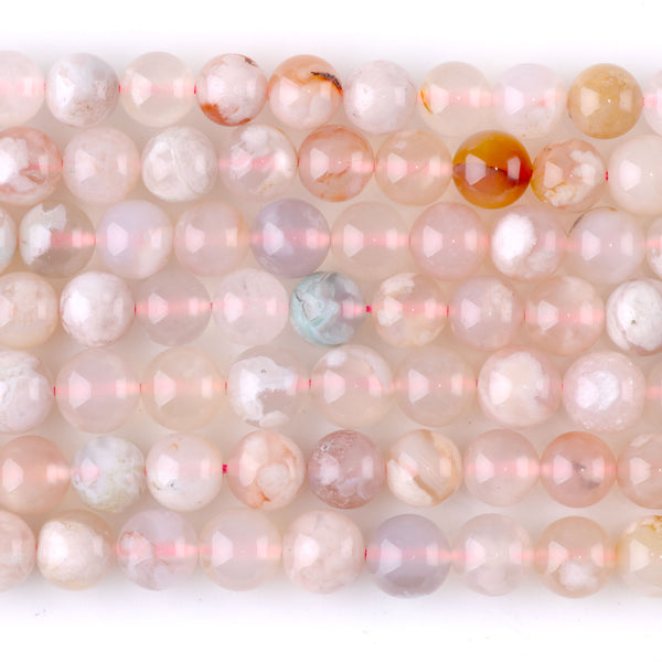 Flower Agate 8mm Round - 15-16 Inch