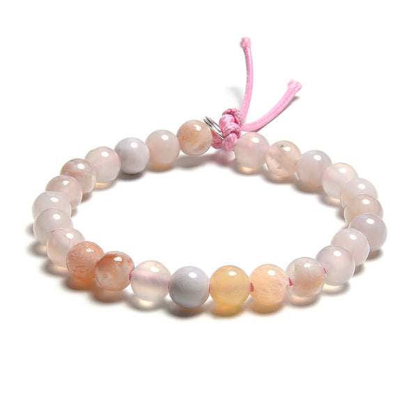 Flower Agate 8mm Large Hole Round - 8 Inch