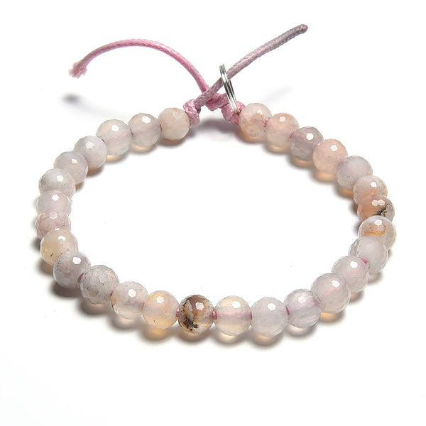 Flower Agate 8mm Large Hole Faceted Round - 8 Inch