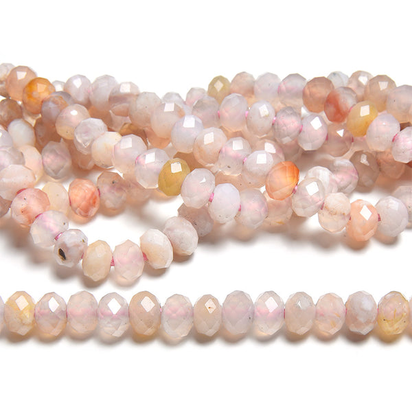 Flower Agate 5x8mm Large Hole Faceted Rondelle - 8 Inch