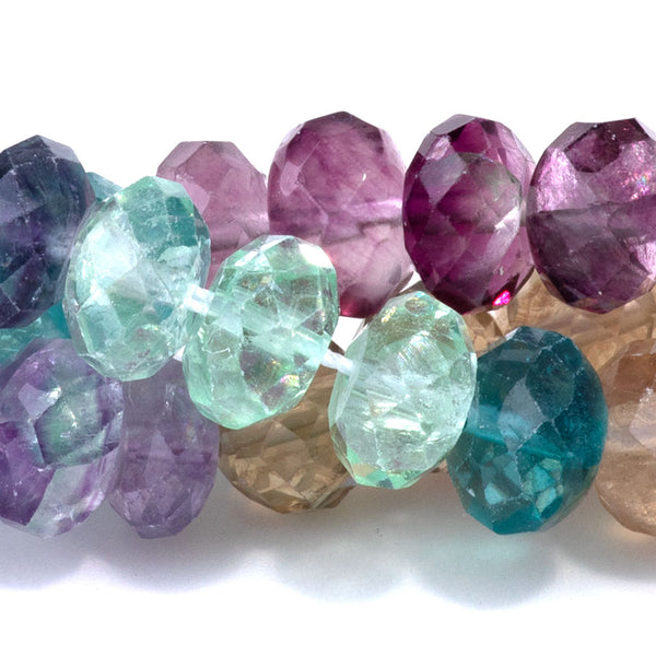 Fluorite Banded 8mm Faceted Rondelle 8-Inch